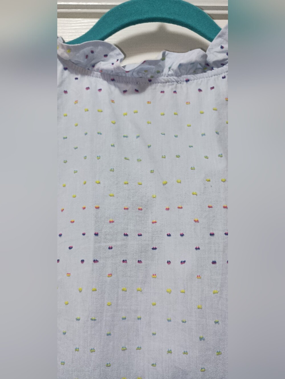 Talbots Sleeveless Ruffled Colorful Swiss Dots Cotton Blouse Medium - Picture 2 of 9